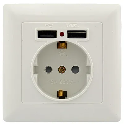 Розетка SV - 8230 з заземленням + USB на 2 порта 2859 Світлоприлад