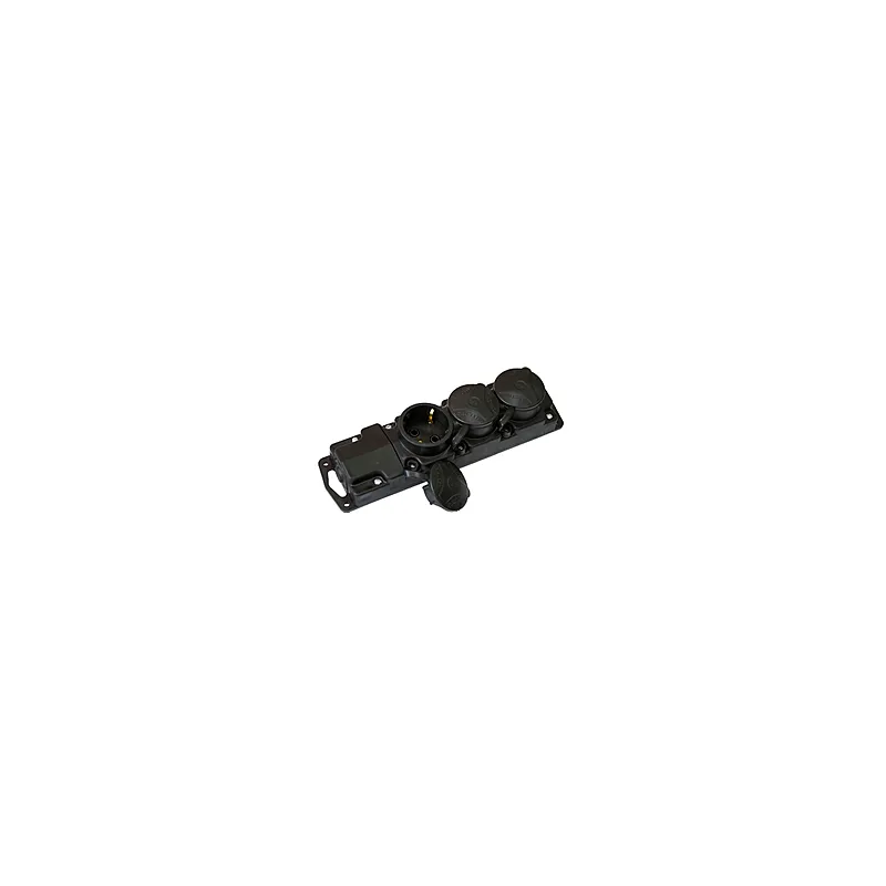 Колодка 3 гнізда с заземленням 2Р+Е, з  кришками, каучук IP44 8824 Lezard 
