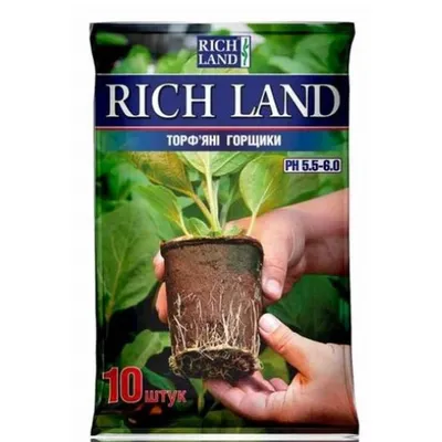 Торфяні горщики  Rich Land 6*6см квадратні 10 шт 6244