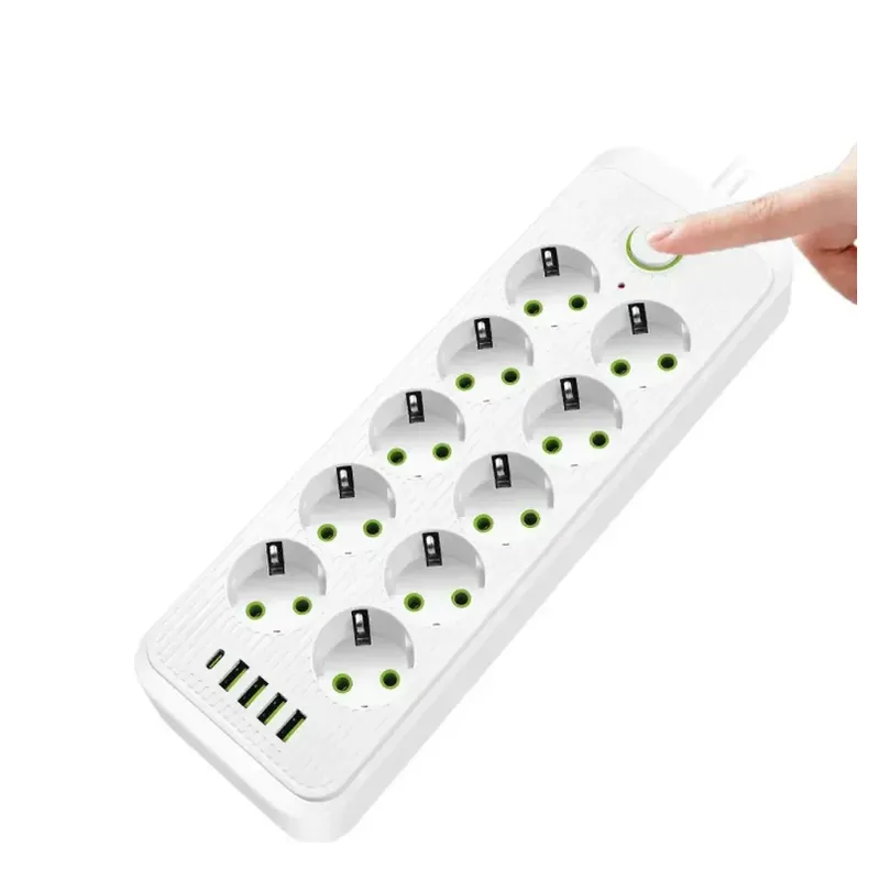 Подовжувач електричний 5м, 10×220В+4×USB+1×Type-C, Тк-16 п164 