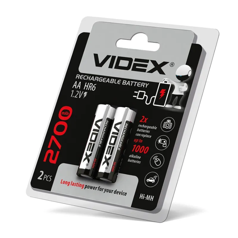 Акумулятор AA HR6 (пальчик) 1,2V  2700 mAh 9006 Videx 