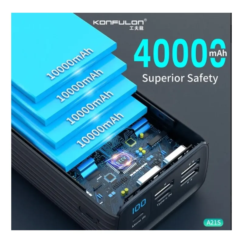 POWER BANK Портативний зарядний пристрій  Konfulon A21S Power Bank 40000mah п119  - фото 1