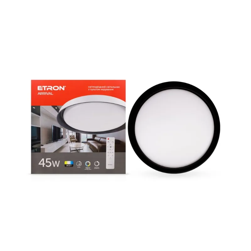Світильник накладний SMART 2000-ESP-1 ARRIVAL 45 Вт, 3000/4000/6500К, 3150 Лм, 43 см  black/white 20712 ETRON 