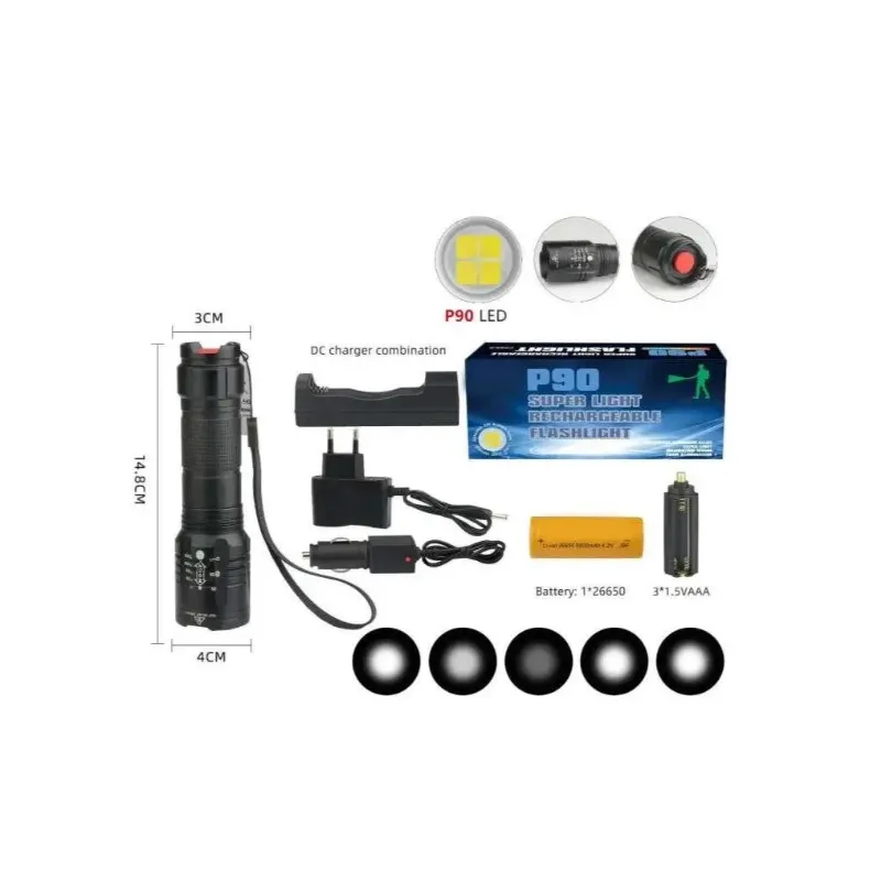 Ліхтар акумуляторний RB - 245, P90, 1*18650 (касета 3ААА) зарядка 220/12 В 2281 RABLEX 