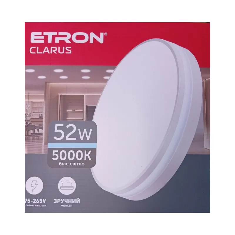 Світильник накладний 1-EMP-725 52 Вт, 5000К, 4100 Лм, круглий 30 см П0019 ETRON 