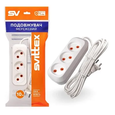 Подовжувач 3 гнізда  10 метрів 3078 Svittex
