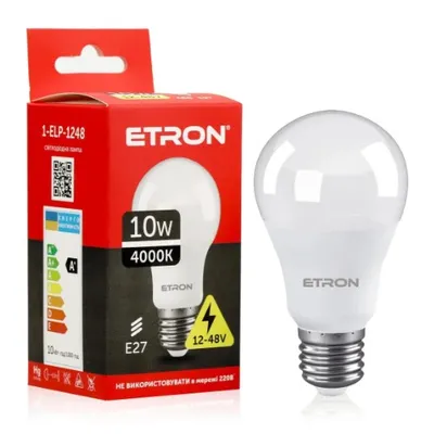 Лампа  світлодіодна А60 10 Вт Е27 12-48В П0455 ETRON