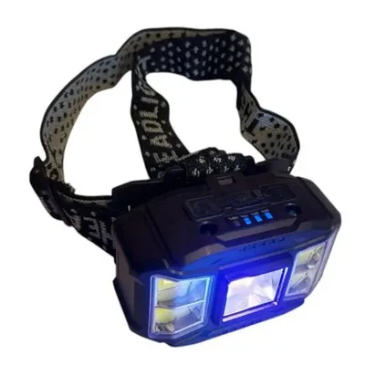 Ліхтар налобний HC-618S 5COB 1*18650 біле + червоне + UV датчик руху 8101